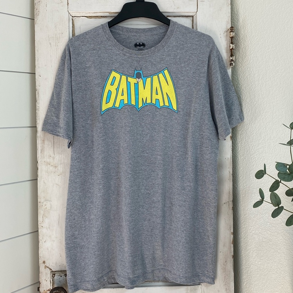 Batman Classic Logo X-large DC T-Shirt Gray Mens Short Sleeve Top Grey Tee